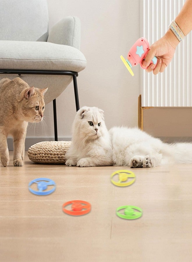 Andiker Cat Fetch Toy, Interactive Kitten Flying Disc Launcher Toy with 5 Colorful Flying Propellers for Cat Enrichment, Flying Saucer Toy for Cats for Training and Chasing (16 pcs) - Image 5